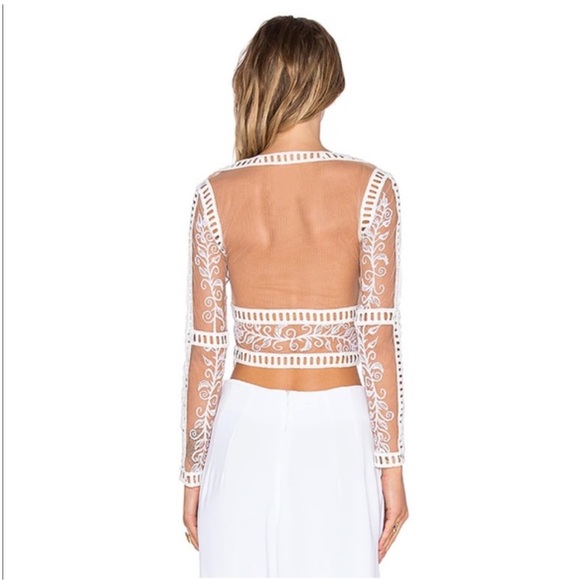 For Love And Lemons Desert Nights Crop Top Size S White and Nude Lace - Picture 2 of 8